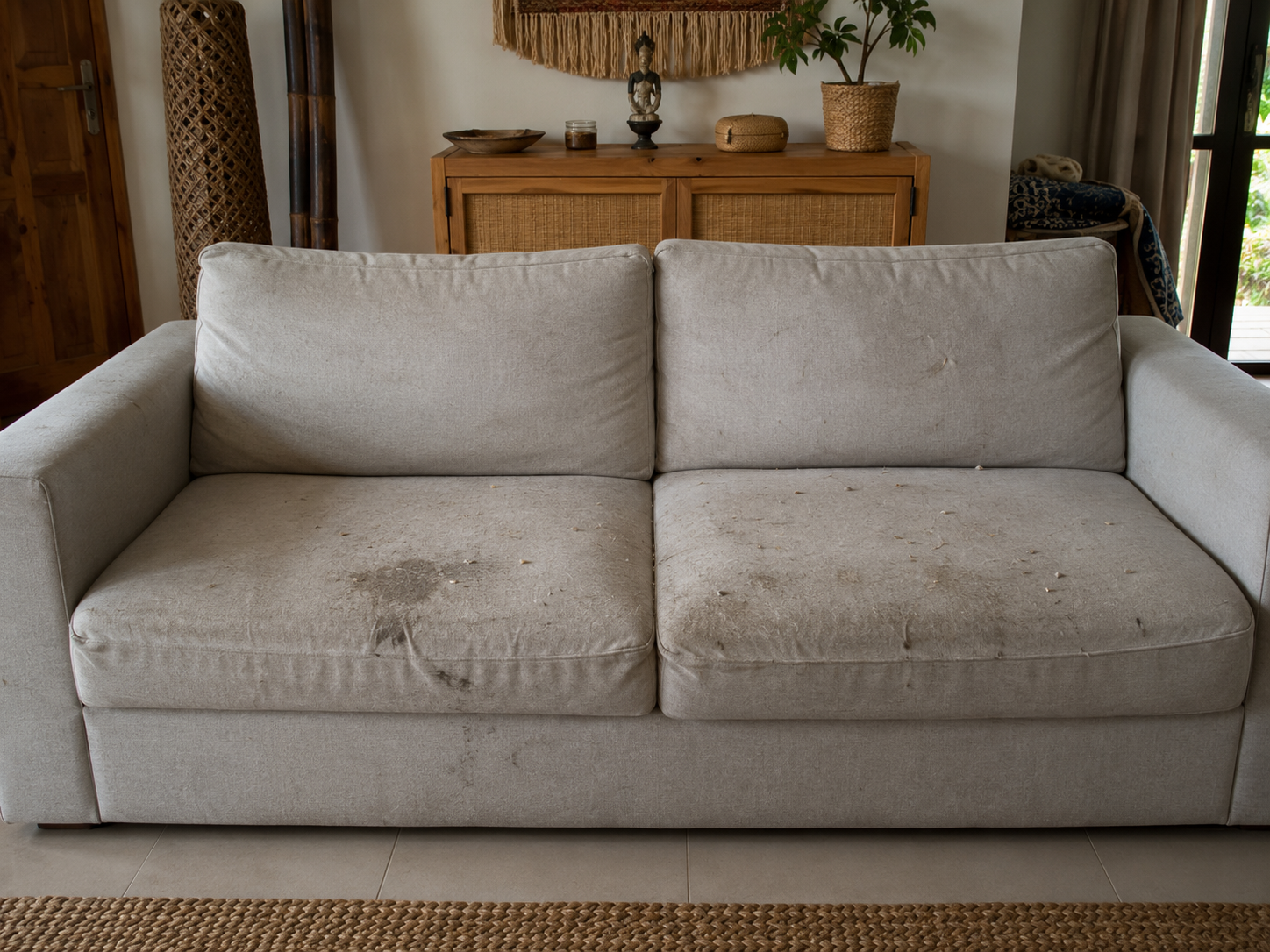 Sofa kusam sebelum dicuci